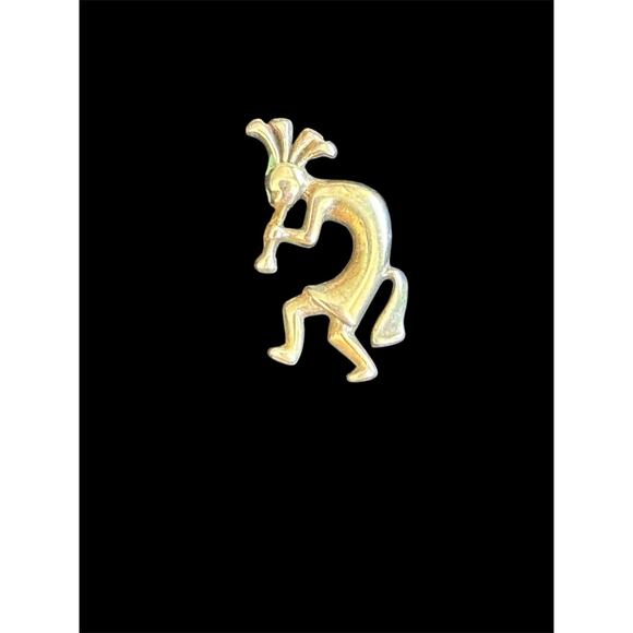 VTG Signed Sterling Silver Kokopelli Stud Earrings Southwest Tribal Style 925 - Picture 2 of 4